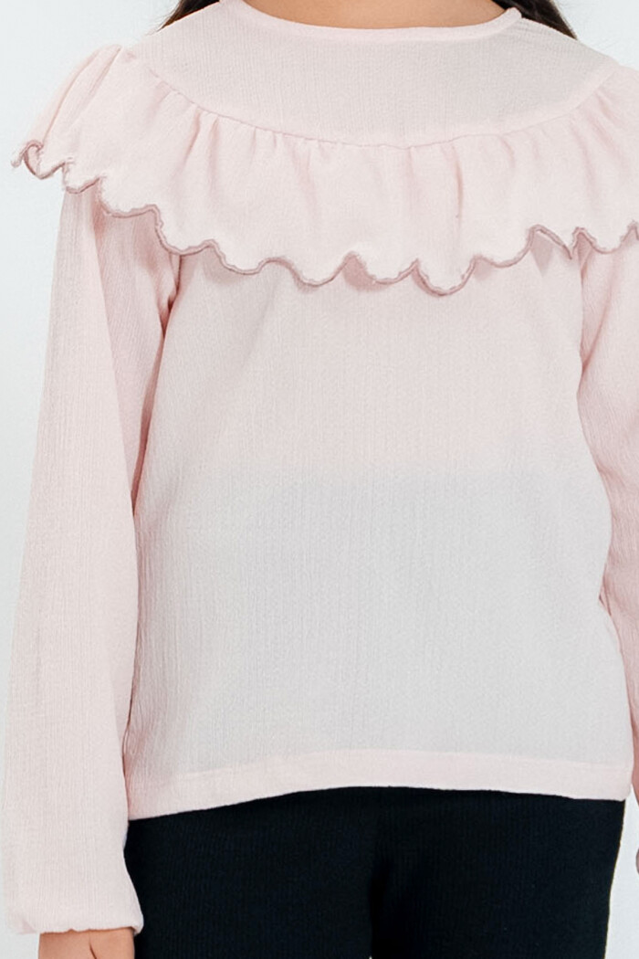 Kız Çocuk Pudra Fırfırlı 4-12 Yaş Badi - 23333-3