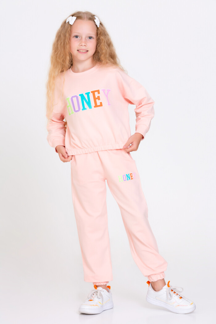 Kız Çocuk Pudra Honey Baskı 5-9 Yaş Takım - 23102-5