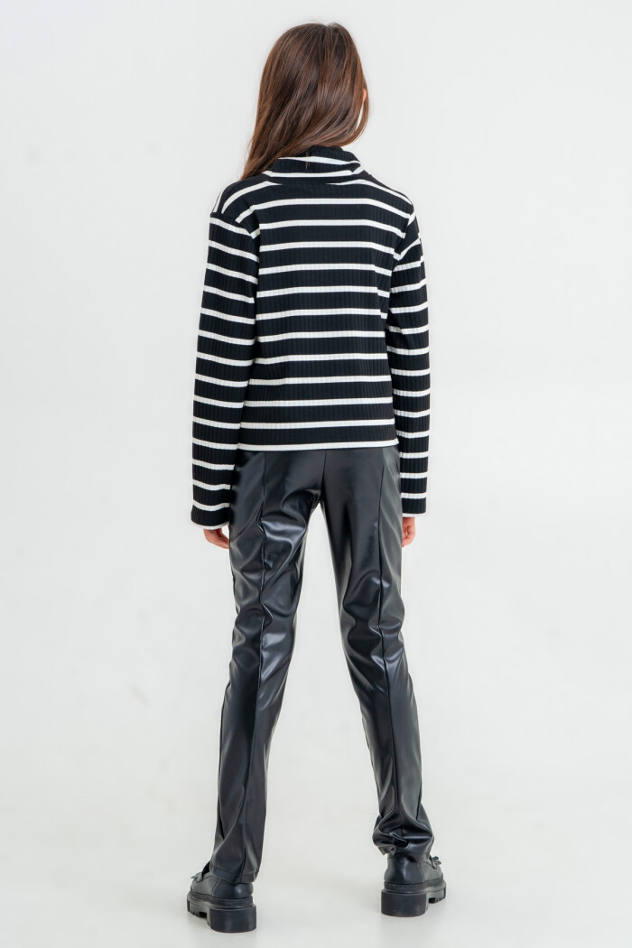 Kız Çocuk Siyah Balıkçı Yaka 8-12 Yaş Takım - 23323-1