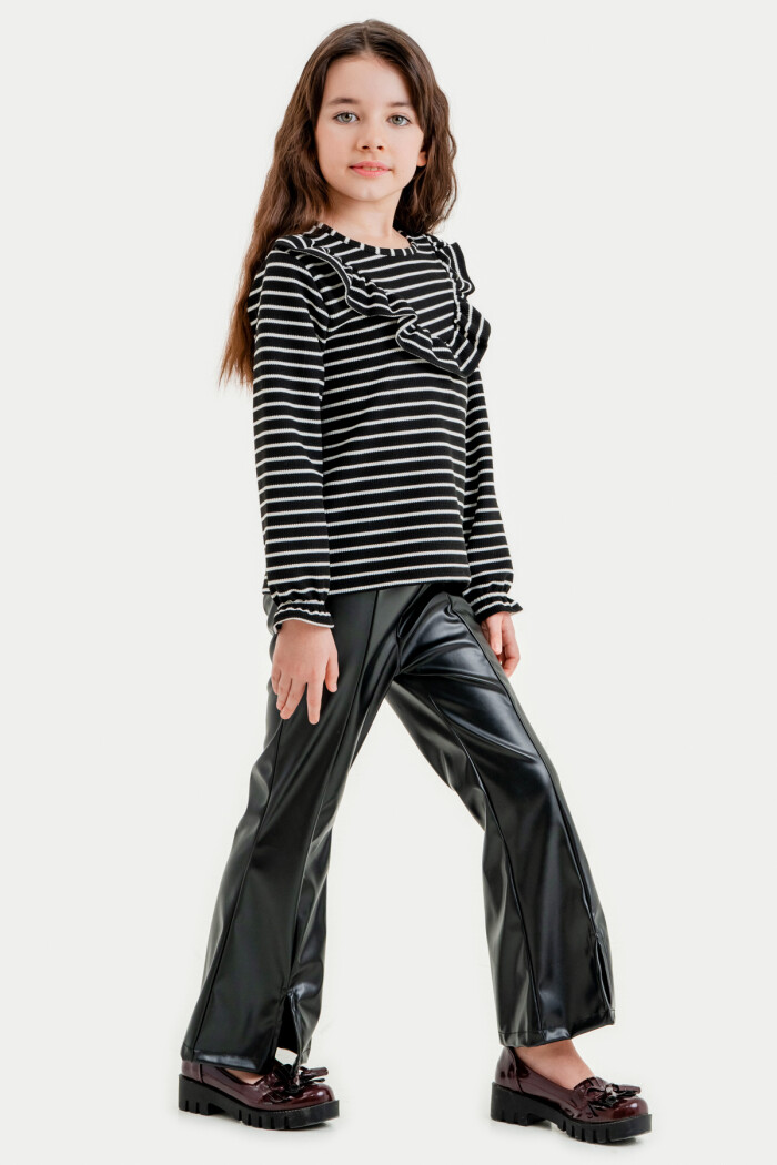 Kız Çocuk Siyah Çizgili 3-7 Yaş Takım - 23312-1