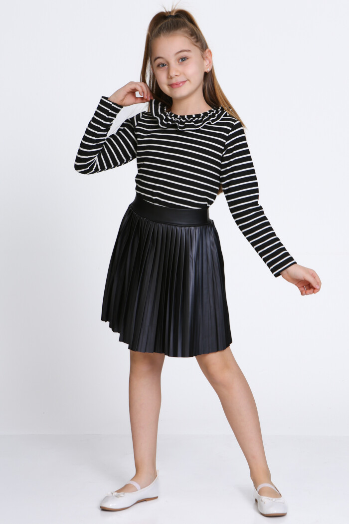 Kız Çocuk Siyah Etekli 3-7 Yaş Takım - 23310-3