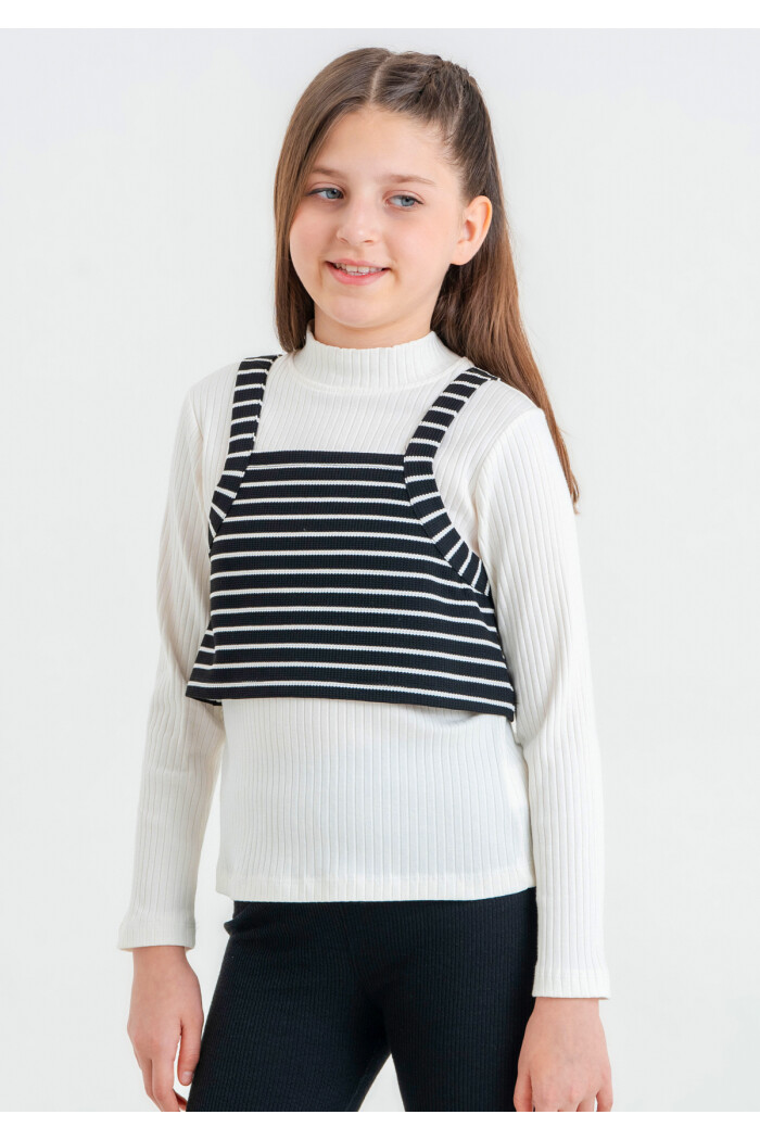 Kız Çocuk Siyah Süveterli 4-12 Yaş Sweatshirt - 23330-2