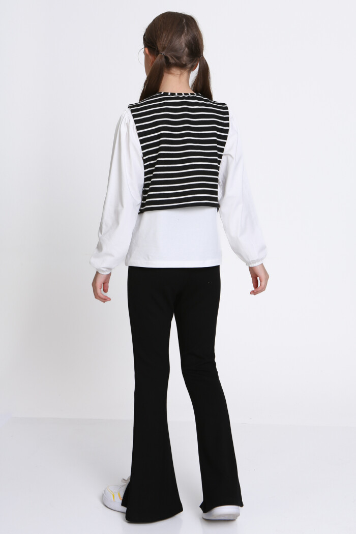 Kız Çocuk Siyah Yelekli 5-9 Yaş Takım - 23315-3