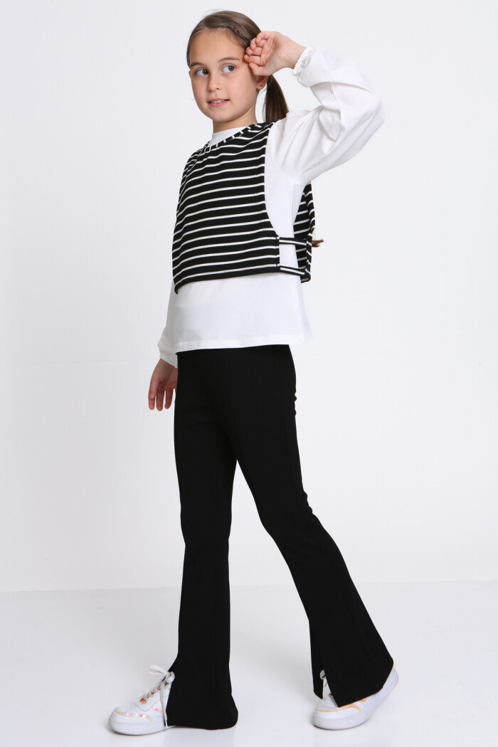 Kız Çocuk Siyah Yelekli 5-9 Yaş Takım - 23315-3