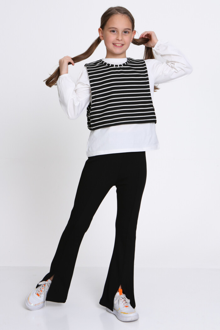 Kız Çocuk Siyah Yelekli 5-9 Yaş Takım - 23315-3