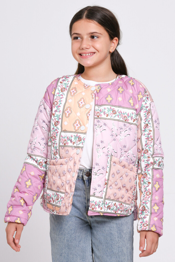 Kız Çocuk Turuncu Kapitone Mevsimlik 7-12 Yaş Mont - 23244-1