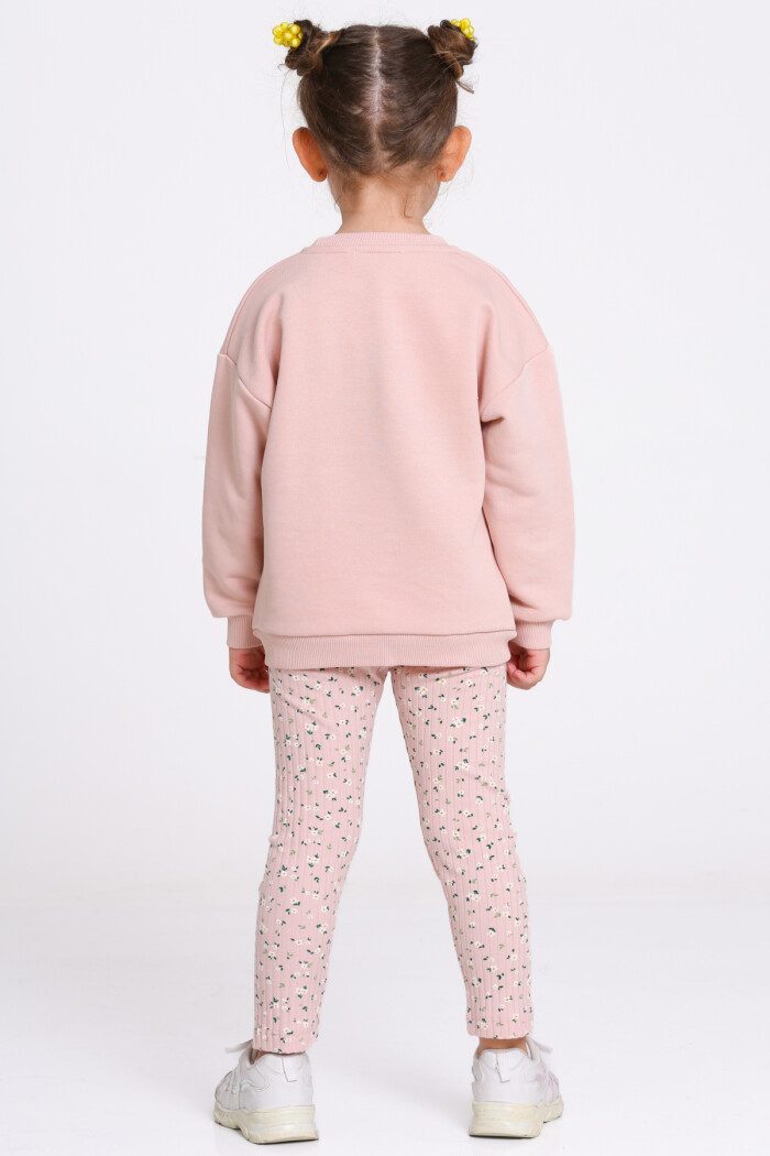 Kız Çocuk Yavru Ağzı Çiçek Desenli 1-5 Yaş Takım - 23276-2