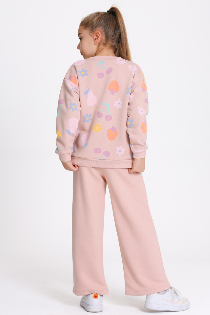 Kız Çocuk Yavru Ağzı Desenli 3-7 Yaş Takım - 23279-4