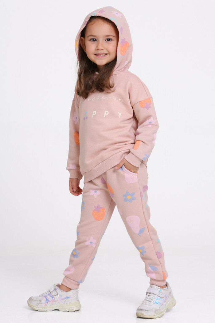 Kız Çocuk Yavru Ağzı Happy Baskı 1-5 Yaş Takım - 23277-1