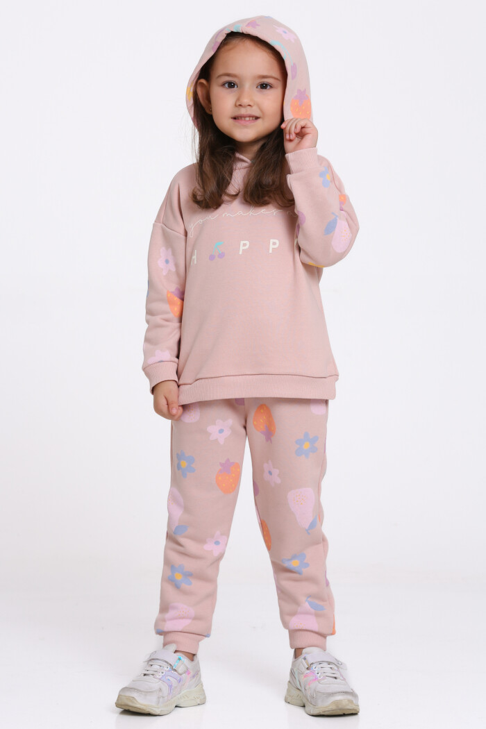 Kız Çocuk Yavru Ağzı Happy Baskı 1-5 Yaş Takım - 23277-1