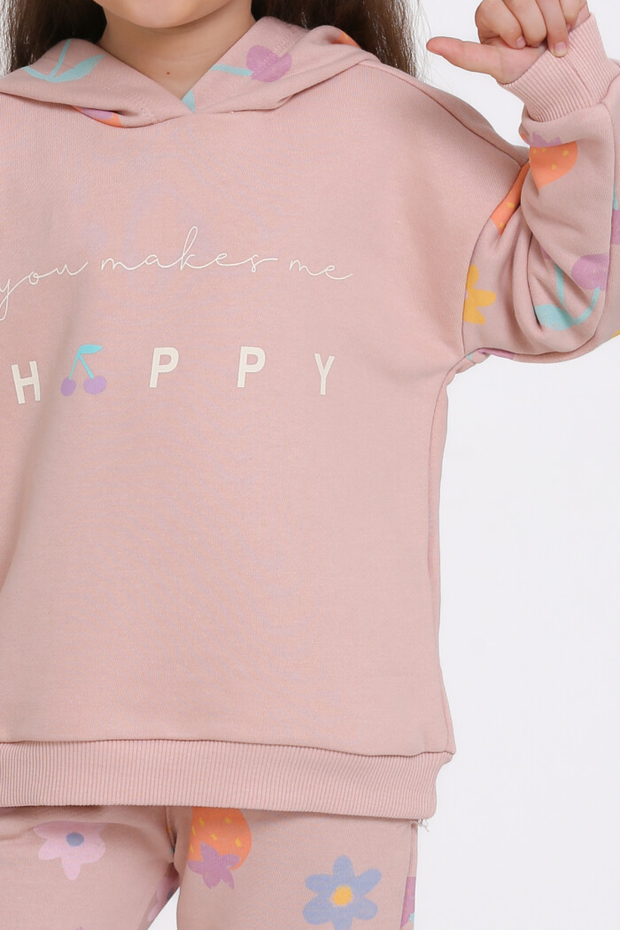 Kız Çocuk Yavru Ağzı Happy Baskı 1-5 Yaş Takım - 23277-1