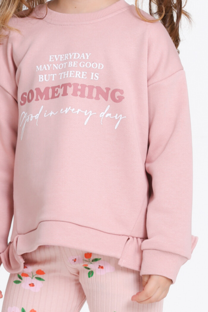 Kız Çocuk Yavru Ağzı Something Baskı 1-5 Yaş Takım - 23280-2