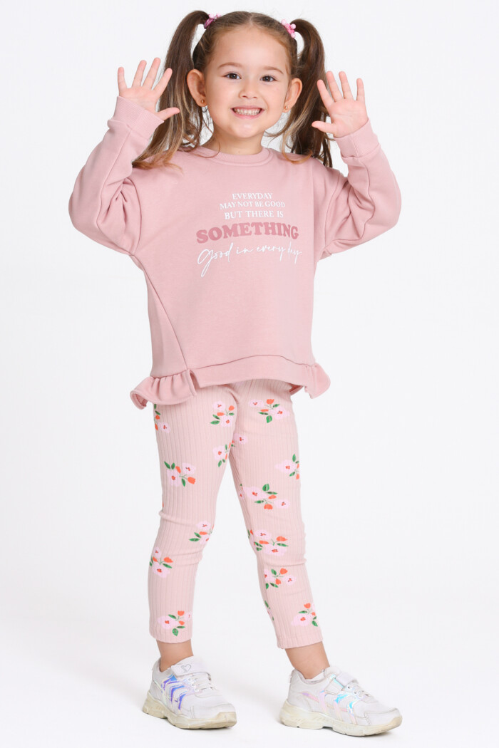 Kız Çocuk Yavru Ağzı Something Baskı 1-5 Yaş Takım - 23280-2