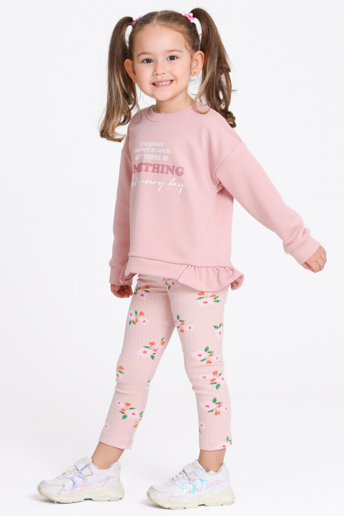 Kız Çocuk Yavru Ağzı Something Baskı 1-5 Yaş Takım - 23280-2