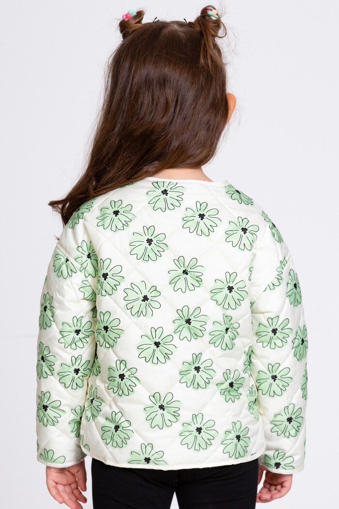 Kız Çocuk Yeşil Çiçek Desenli 1-6 Yaş Mont - 23238-4