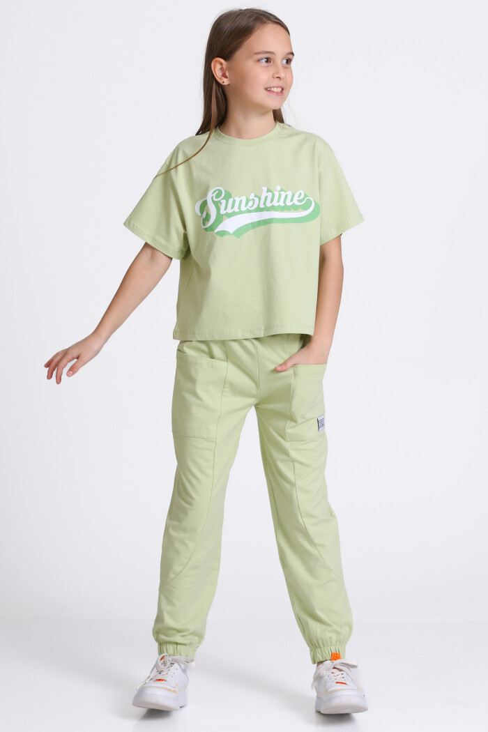 Yeşil Sunshine Baskı 5-9 Yaş Takım - 2403-4