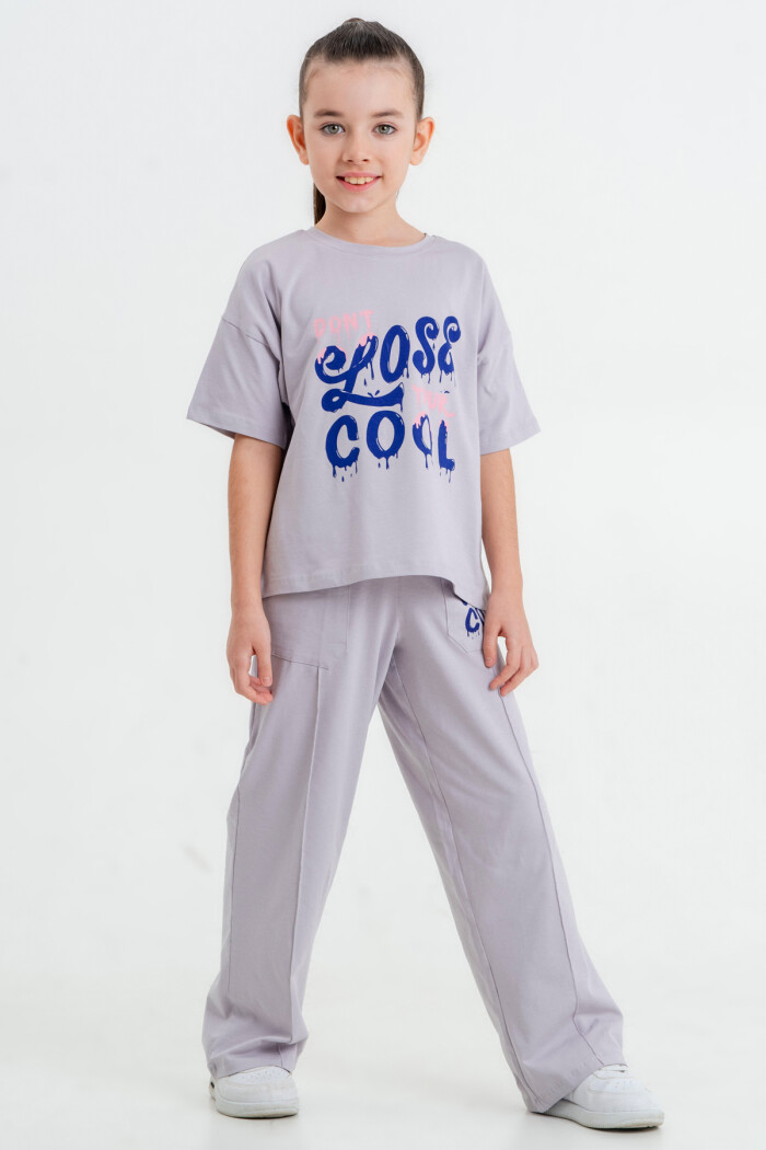 Lila Dont Lose Your Cool Baskı 5-9 Yaş Takım - 2423-6