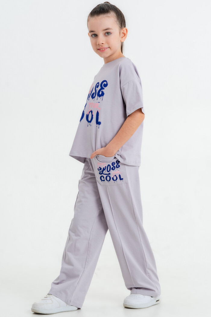 Lila Dont Lose Your Cool Baskı 5-9 Yaş Takım - 2423-6
