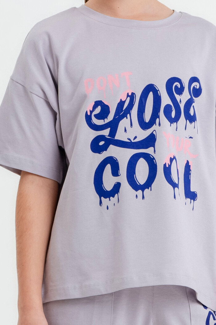 Lila Dont Lose Your Cool Baskı 5-9 Yaş Takım - 2423-6