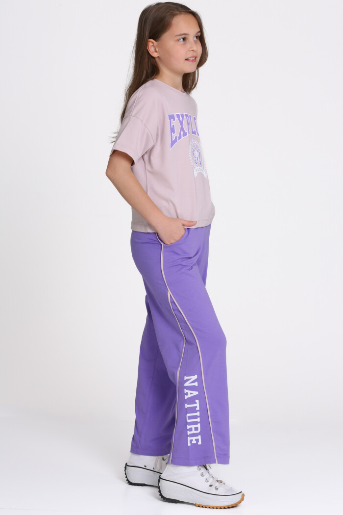 Lila Explore Baskılı 8-12 Yaş Takım - 2456-3