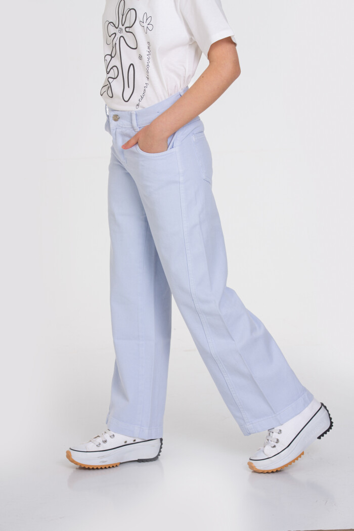 Mavi Bol Paça Gabardin 4-12 Yaş Pantolon - 23344-3