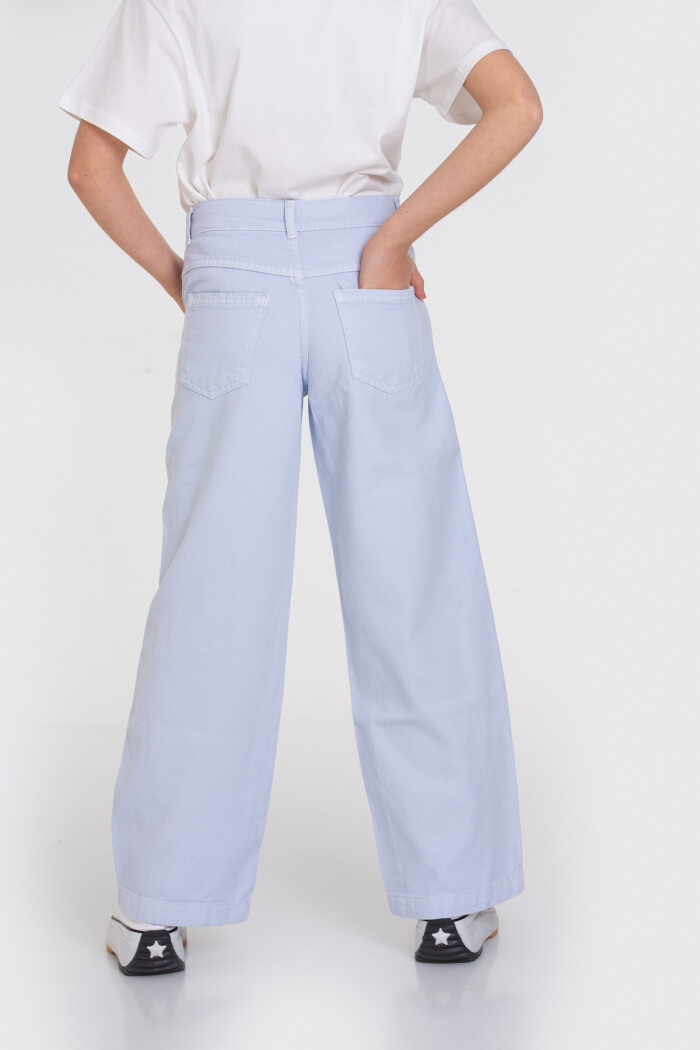 Mavi Bol Paça Gabardin 4-12 Yaş Pantolon - 23344-3