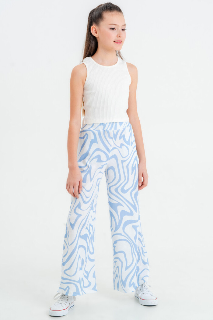 Mavi Desenli Pantolonlu 8-12 Yaş Takım - 2426-5