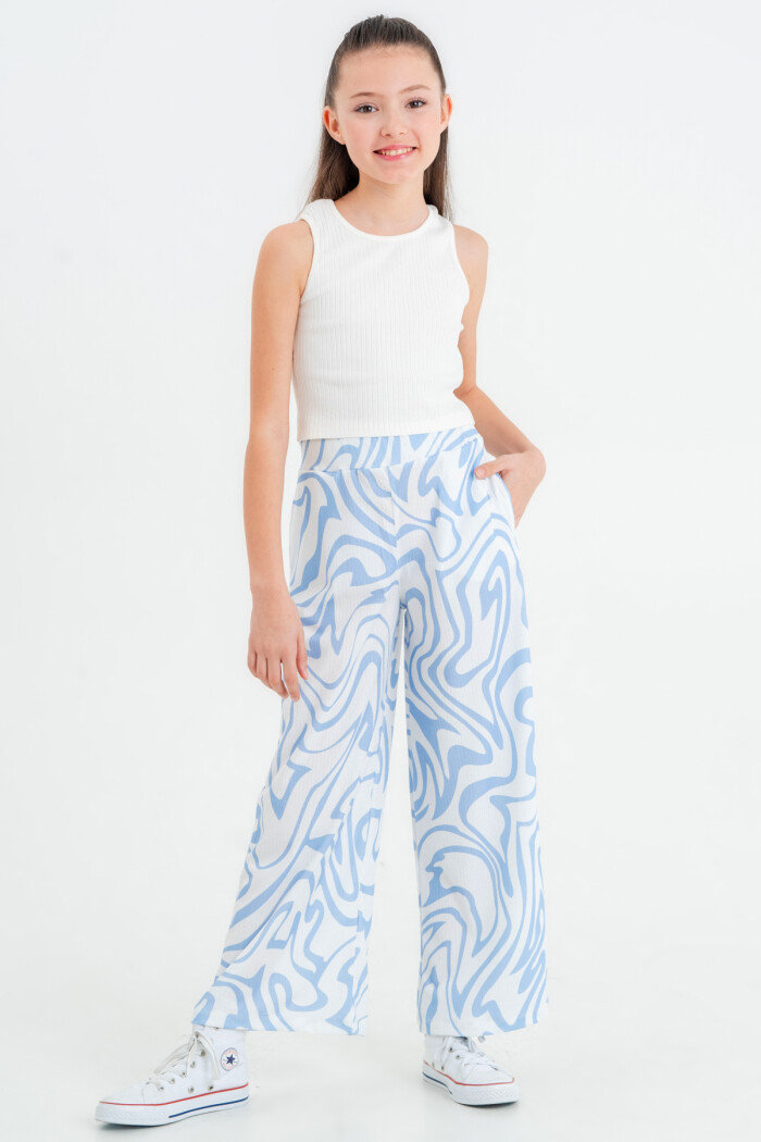 Mavi Desenli Pantolonlu 8-12 Yaş Takım - 2426-5