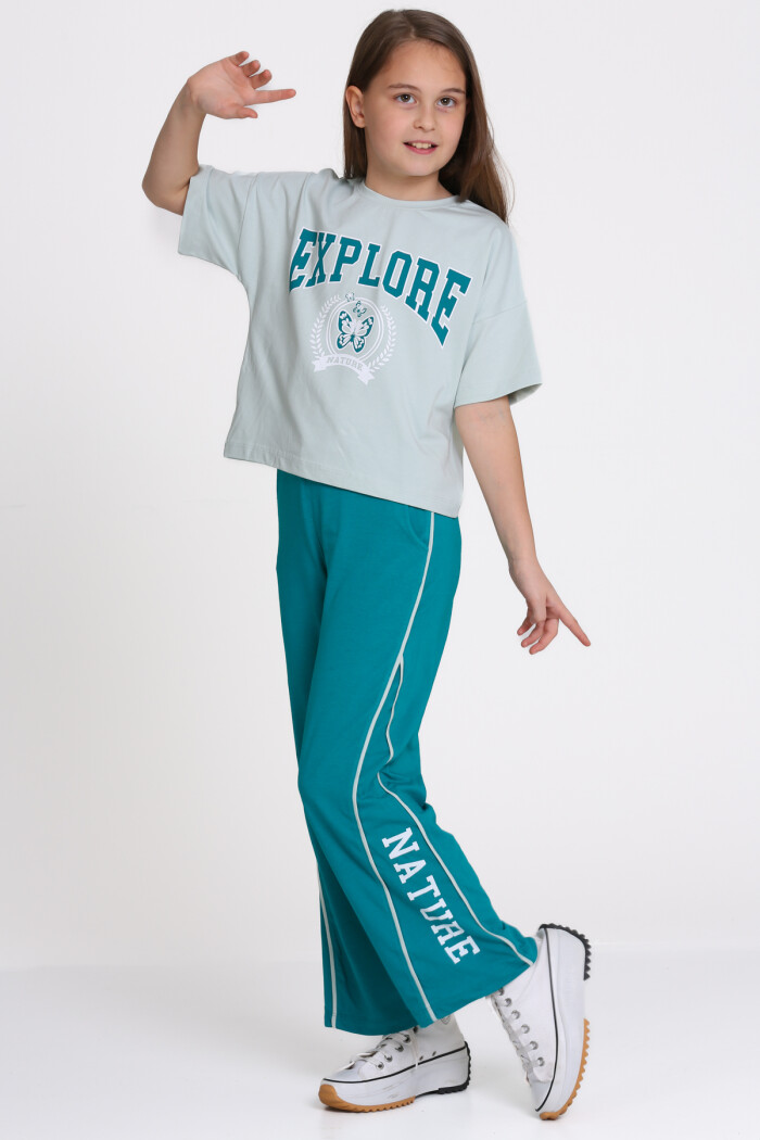 Mavi Explore Baskılı 8-12 Yaş Takım - 2456-4