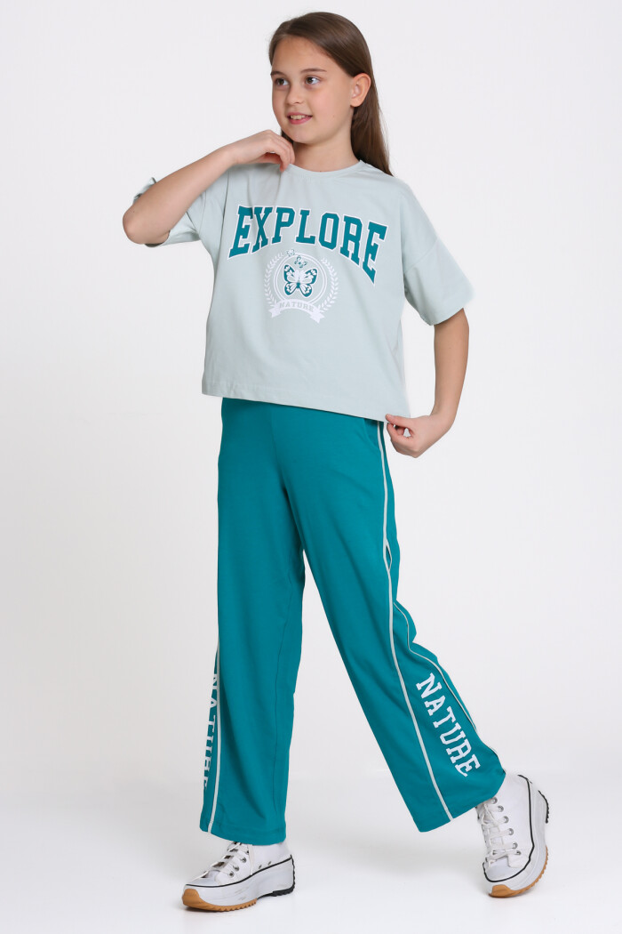 Mavi Explore Baskılı 8-12 Yaş Takım - 2456-4