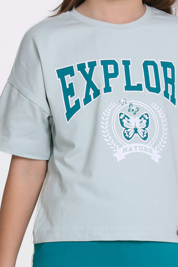 Mavi Explore Baskılı 8-12 Yaş Takım - 2456-4