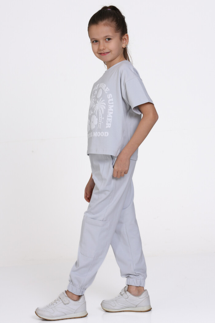 Mavi Tropical Mood Baskılı 5-9 Yaş Takım - 2444-4