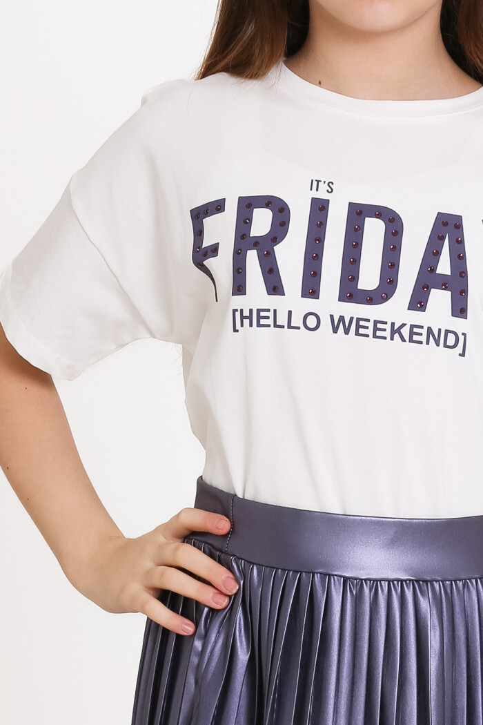 Mor Friday Baskılı Parlak Etekli 8-12 Yaş Takım - 2470-1