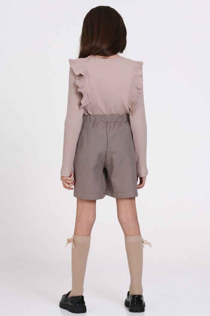 Mor Pileli Şort Etekli 5-9 Yaş Takım - 23365-2