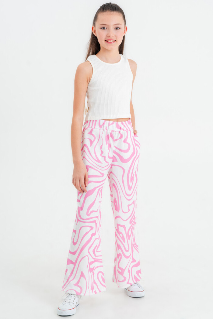 Pembe Desenli Pantolonlu 8-12 Yaş Takım - 2426-3