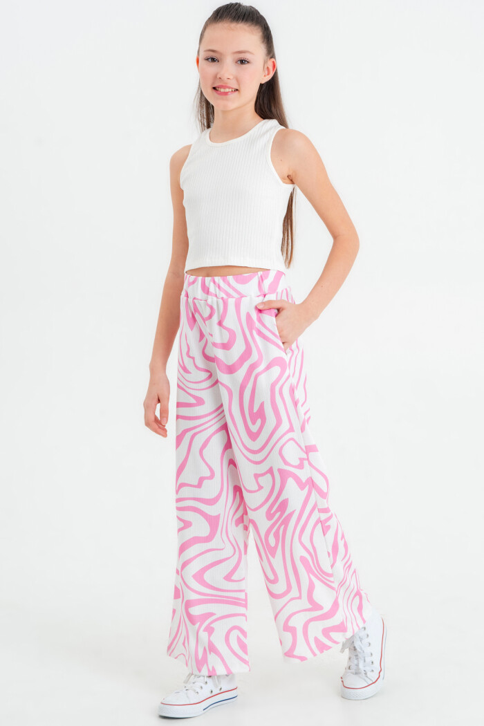 Pembe Desenli Pantolonlu 8-12 Yaş Takım - 2426-3