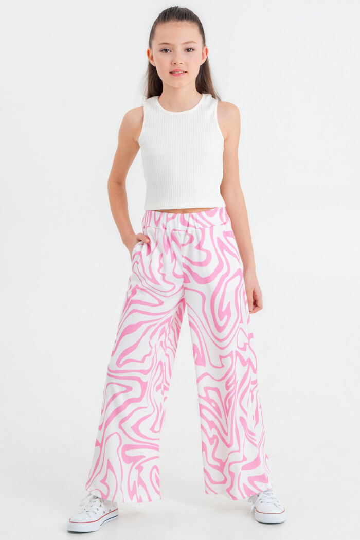 Pembe Desenli Pantolonlu 8-12 Yaş Takım - 2426-3