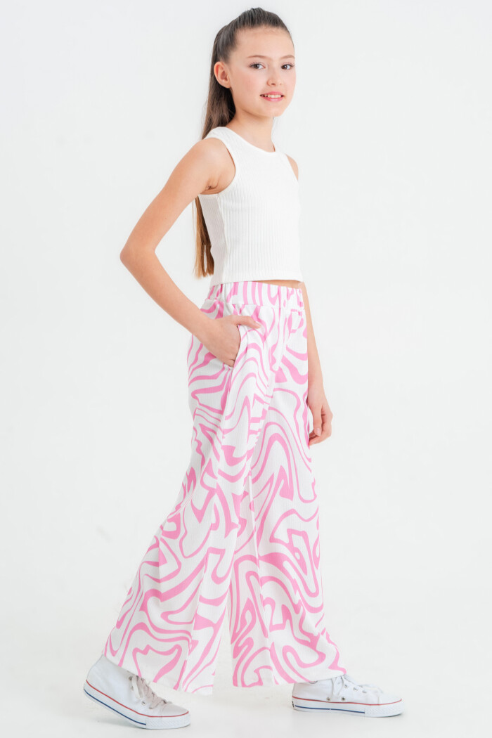 Pembe Desenli Pantolonlu 8-12 Yaş Takım - 2426-3