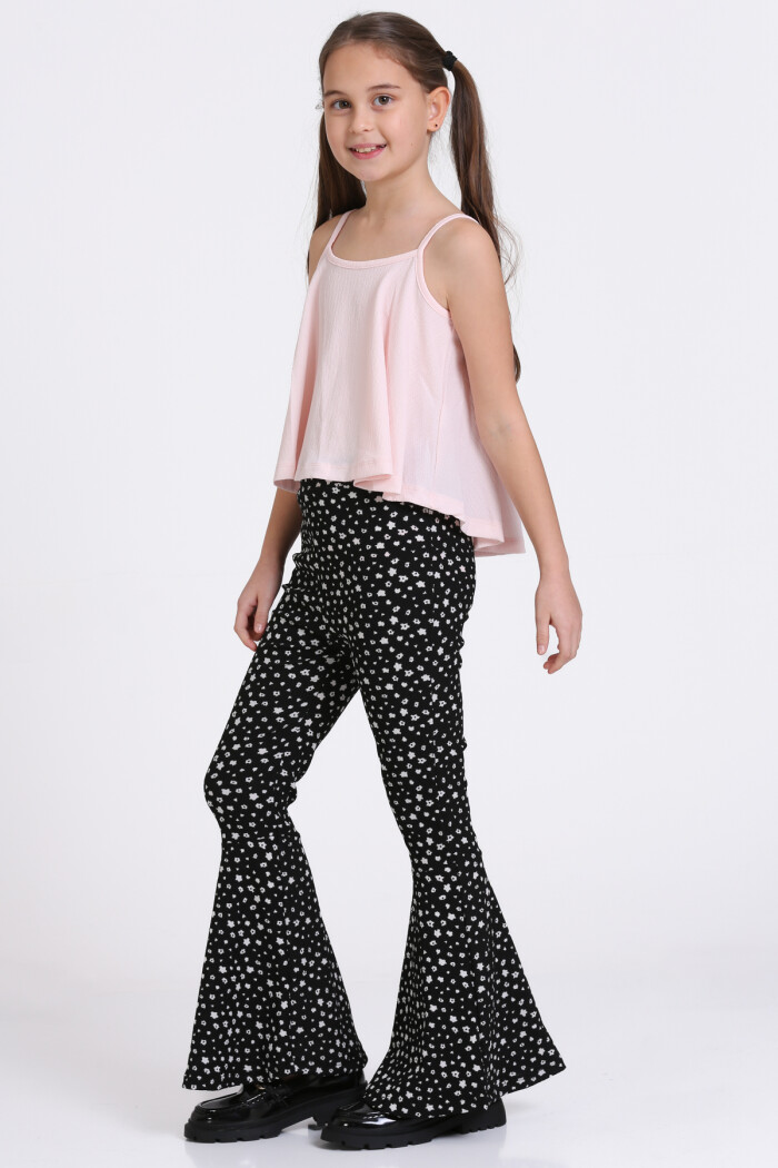 Pudra Bürümcük İp Askılı İspanyol Paça 5-8 Yaş Takım - 2418-1