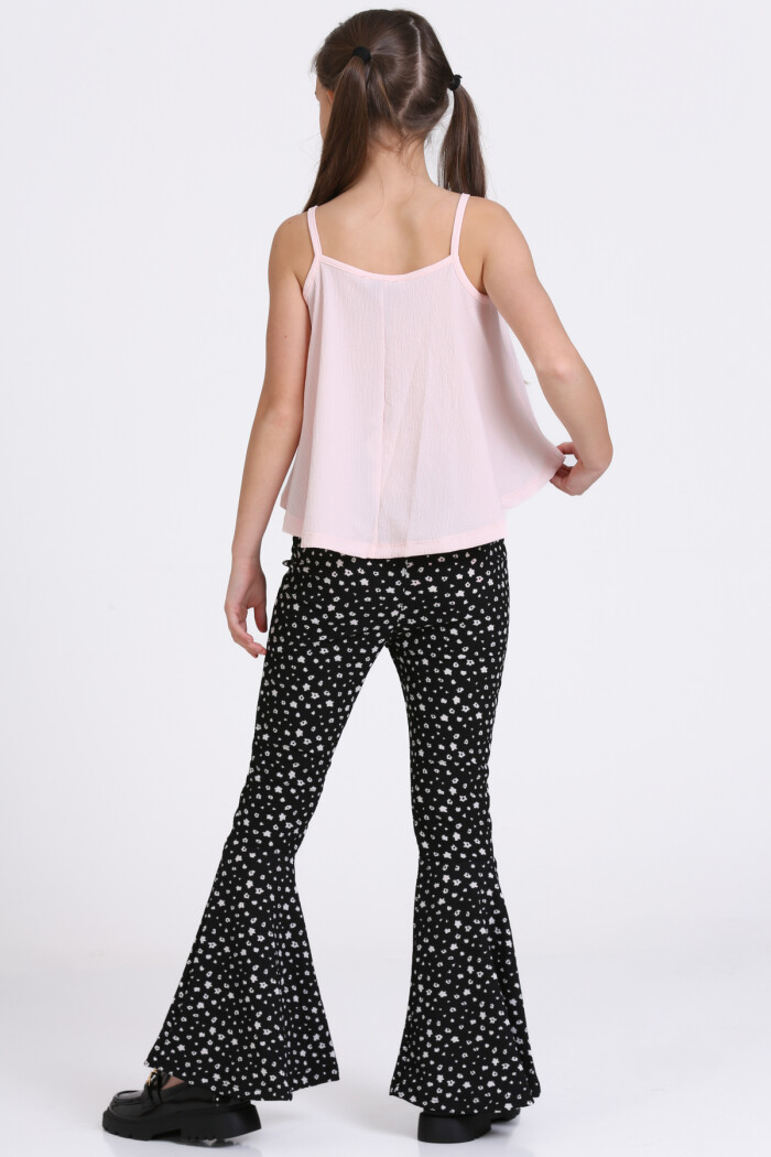 Pudra Bürümcük İp Askılı İspanyol Paça 5-8 Yaş Takım - 2418-1