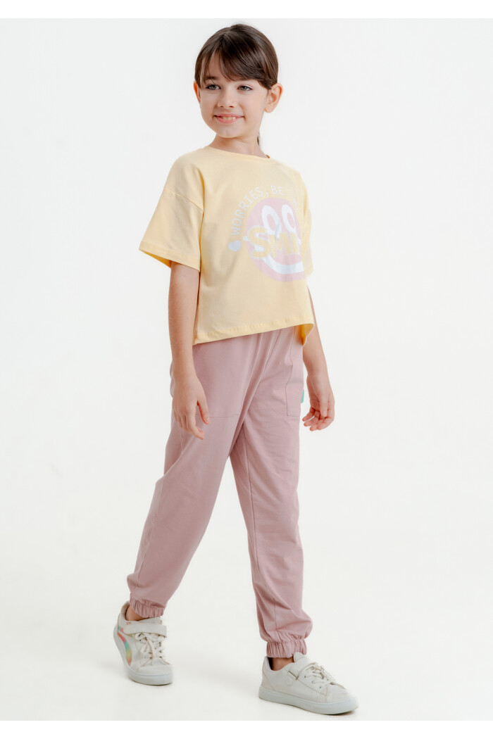 Sarı Smile Baskılı 5-9 Yaş Takım - 2413-1