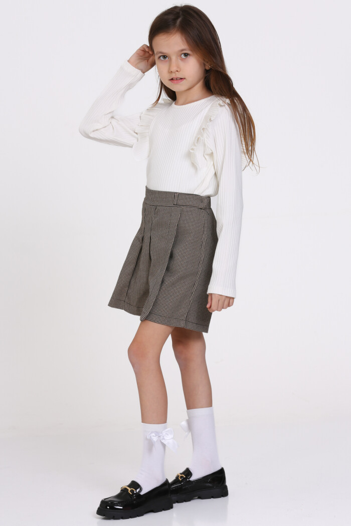 Siyah Pileli Şort Etekli 5-9 Yaş Takım - 23365-4