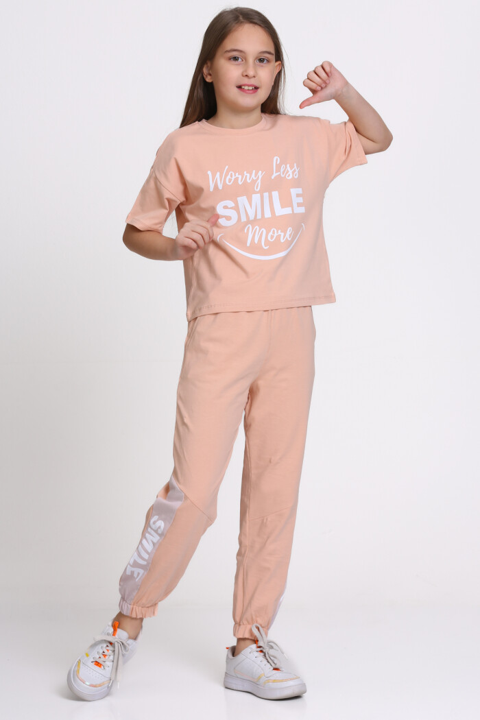 Somon Wory Less Smile More Baskılı 5-9 Yaş Takım - 2442-4