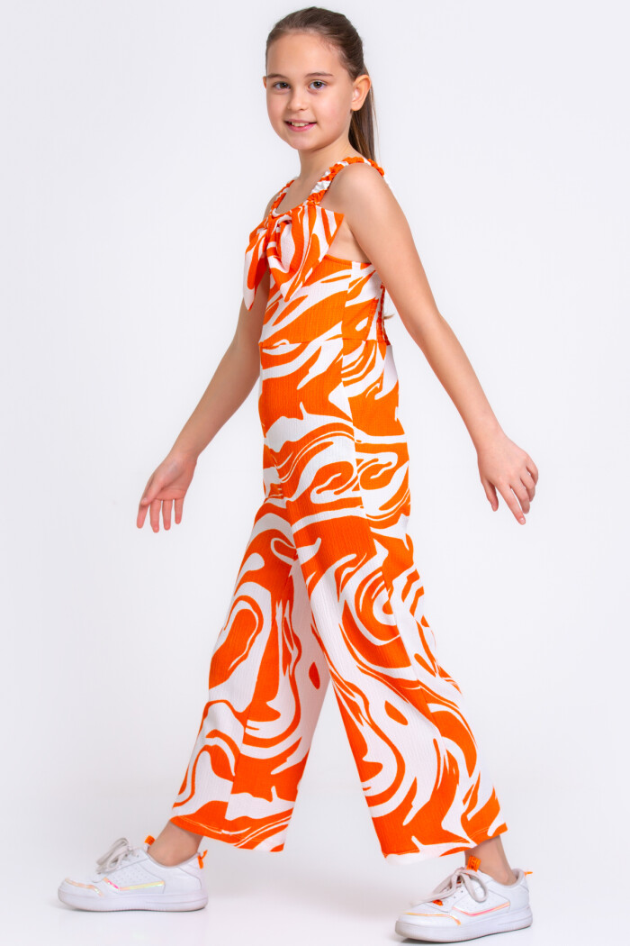 Turuncu Lastik Askılı Bürümcük 5-9 Yaş Tulum - 2459-5