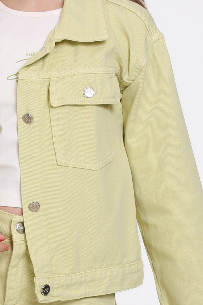 Yeşil Gabardin Çift Cep 4-12 Yaş Ceket - 23348-1