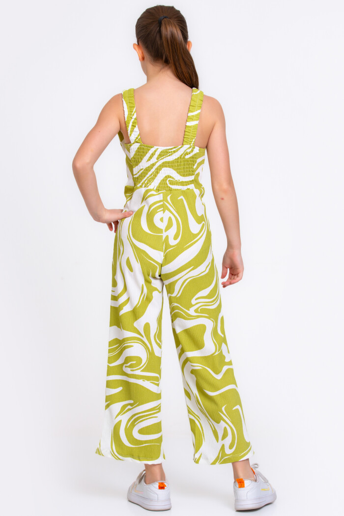 Yeşil Lastik Askılı Bürümcük 5-9 Yaş Tulum - 2459-2