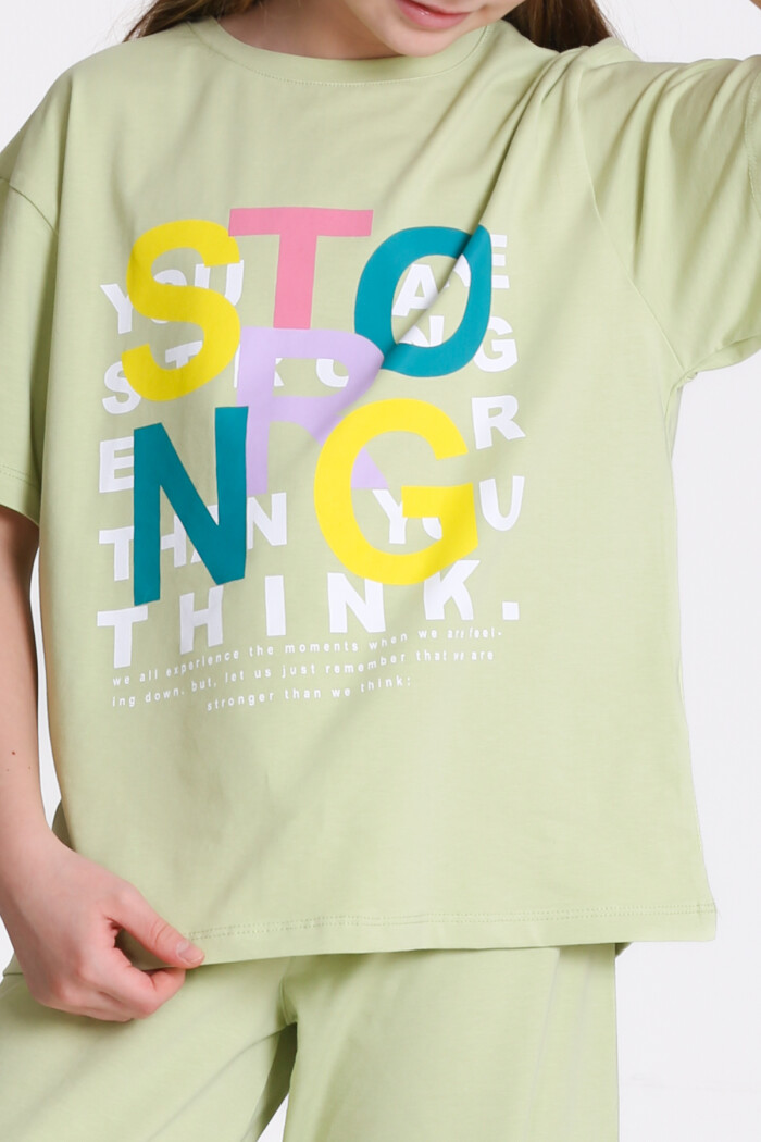 Yeşil Strong Baskı 8-12 Yaş Takım - 2412-5