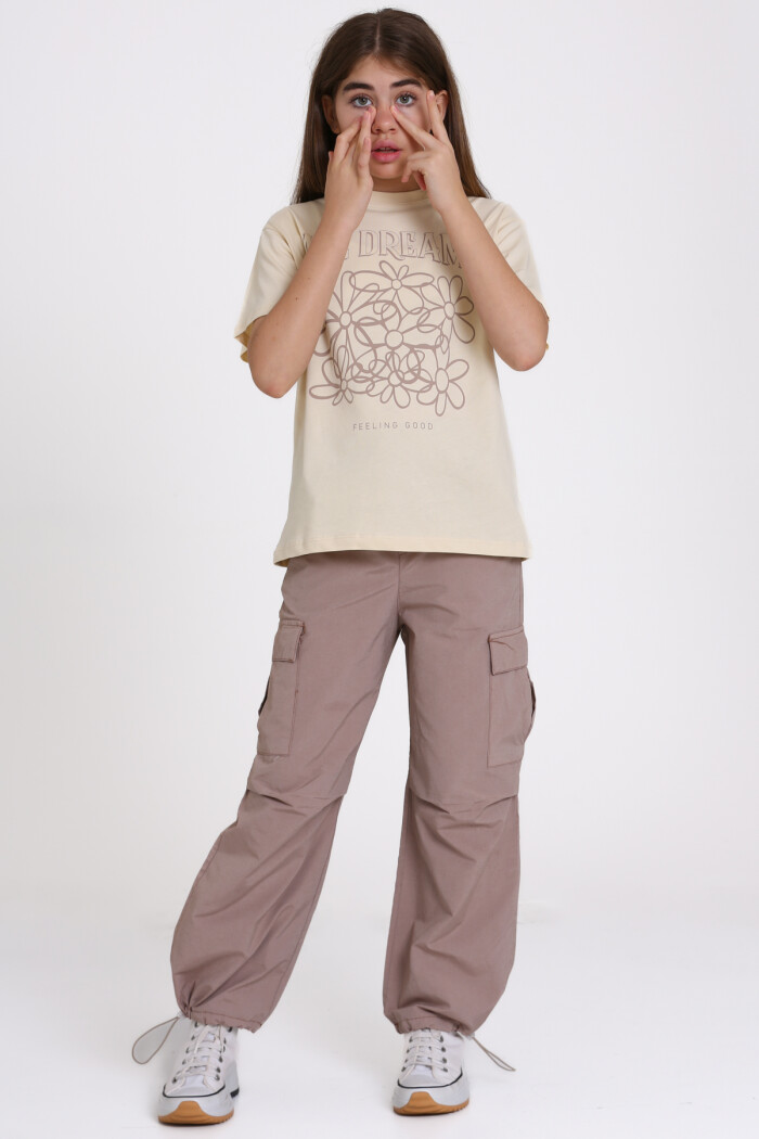 Bej All Dreams Baskılı 9-13 Yaş Takım - 2487-4