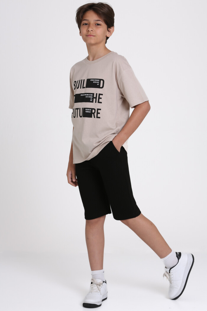 Bej Build The Future Baskılı 9-13 Yaş Takım - 81404-1