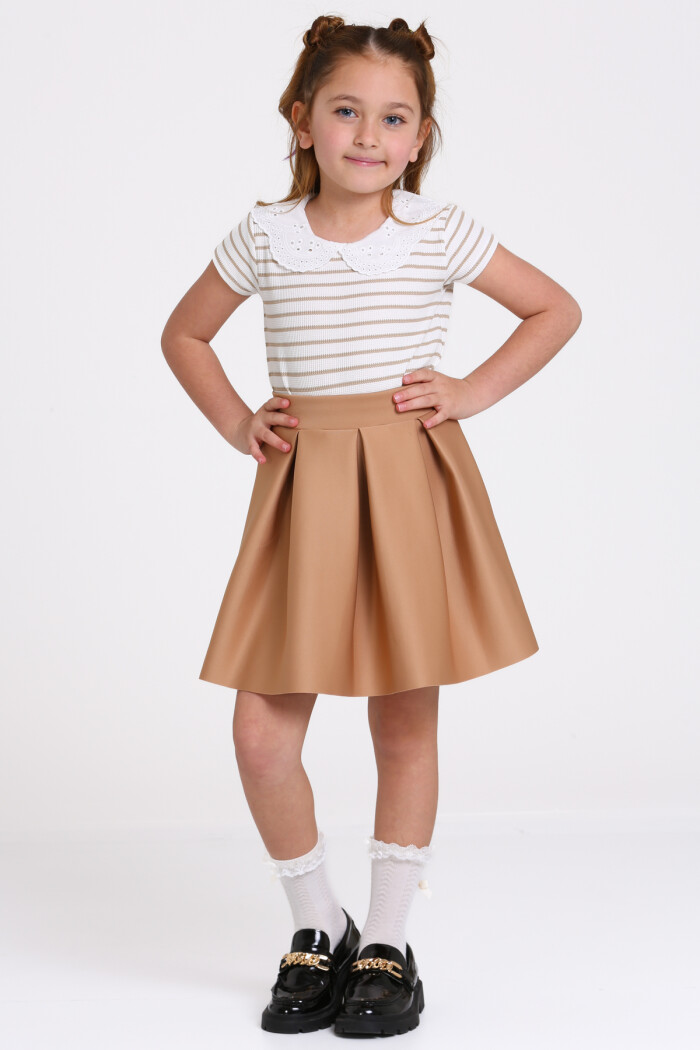 Bej Çizgi Desenli 3-7 Yaş Takım - 2534-2